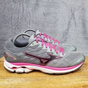 Mizuno Wave Rider 20 Running Shoes Women's Size 9.5 Gray Pink Athletic Sneakers
